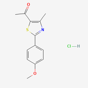 molecular formula C13H14ClNO2S B1458436 1-[2-(4-Methoxyphenyl)-4-methyl-1,3-thiazol-5-YL]ethanone hydrochloride CAS No. 1431966-27-6