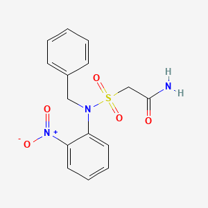 molecular formula C15H15N3O5S B14584366 Acetamide, 2-[[(2-nitrophenyl)(phenylmethyl)amino]sulfonyl]- CAS No. 61154-67-4