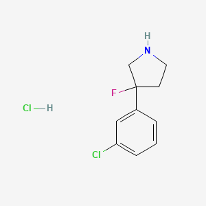 molecular formula C10H12Cl2FN B1458449 3-(3-Chlorophenyl)-3-fluoropyrrolidine hydrochloride CAS No. 1803592-61-1