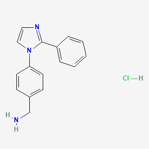 molecular formula C16H16ClN3 B1458460 [4-(2-Phenyl-1H-imidazol-1-yl)benzyl]amine hydrochloride CAS No. 1820685-93-5