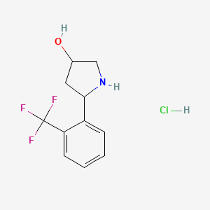 molecular formula C11H13ClF3NO B1458464 5-(2-(三氟甲基)苯基)吡咯烷-3-醇盐酸盐 CAS No. 1795284-00-2