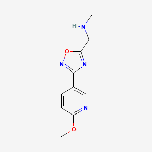 molecular formula C10H12N4O2 B1458494 1-(3-(6-methoxypyridin-3-yl)-1,2,4-oxadiazol-5-yl)-N-methylmethanamine CAS No. 1871041-43-8