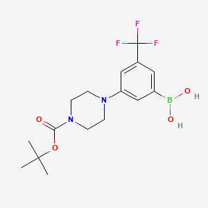 molecular formula C16H22BF3N2O4 B1458504 (3-(4-(Tert-butoxycarbonyl)piperazin-1-yl)-5-(trifluoromethyl)phenyl)boronic acid CAS No. 1704069-33-9
