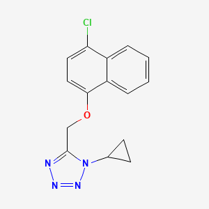 molecular formula C15H13ClN4O B1458512 5-{[(4-chloronaphthalen-1-yl)oxy]methyl}-1-cyclopropyl-1H-1,2,3,4-tetrazole CAS No. 1427579-92-7