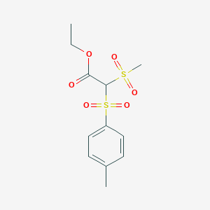 molecular formula C12H16O6S2 B14585299 Ethyl (methanesulfonyl)(4-methylbenzene-1-sulfonyl)acetate CAS No. 61053-57-4