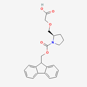 molecular formula C22H23NO5 B1458534 1-Pyrrolidinecarboxylic acid, 2-[(carboxymethoxy)methyl]-, 1-(9h-fluoren-9-ylmethyl) ester, (2r)- CAS No. 1335206-44-4