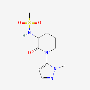 molecular formula C10H16N4O3S B1458537 N-[1-(1-methyl-1H-pyrazol-5-yl)-2-oxopiperidin-3-yl]methanesulfonamide CAS No. 1803561-50-3