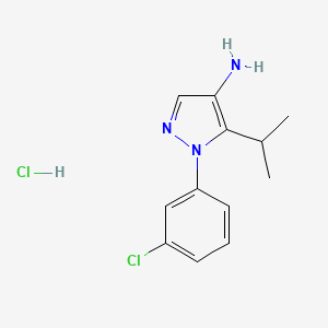 molecular formula C12H15Cl2N3 B1458541 1-(3-chlorophenyl)-5-(propan-2-yl)-1H-pyrazol-4-amine hydrochloride CAS No. 1803567-57-8