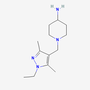 molecular formula C13H24N4 B1458565 1-((1-ethyl-3,5-dimethyl-1H-pyrazol-4-yl)methyl)piperidin-4-amine CAS No. 1018995-68-0