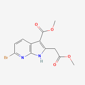 molecular formula C12H11BrN2O4 B1458575 methyl 6-bromo-2-(2-methoxy-2-oxoethyl)-1H-pyrrolo[2,3-b]pyridine-3-carboxylate CAS No. 1704065-82-6