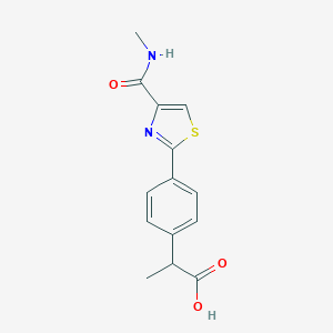 molecular formula C14H14N2O3S B145859 2-[4-(4-Methylcarbamoylthiazol-2-yl)phenyl]propanoic acid CAS No. 132483-51-3