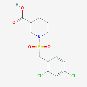 molecular formula C13H15Cl2NO4S B1458592 1-[(2,4-Dichlorobenzyl)sulfonyl]piperidine-3-carboxylic acid CAS No. 1858250-15-3