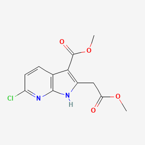 molecular formula C12H13ClN2O4 B1458620 methyl 6-chloro-2-(2-methoxy-2-oxoethyl)-1H-pyrrolo[2,3-b]pyridine-3-carboxylate CAS No. 1704065-79-1