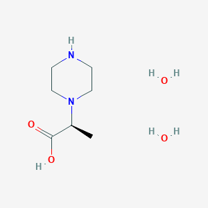 molecular formula C7H18N2O4 B1458633 (2S)-2-(piperazin-1-yl)propanoic acid dihydrate CAS No. 1823183-72-7