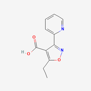molecular formula C11H10N2O3 B1458654 5-Ethyl-3-(pyridin-2-yl)isoxazole-4-carboxylic acid CAS No. 1955531-64-2