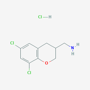 molecular formula C10H12Cl3NO B1458680 (6,8-Dichloro-chroman-3-yl)-methylamine hydrochloride CAS No. 1965309-69-6