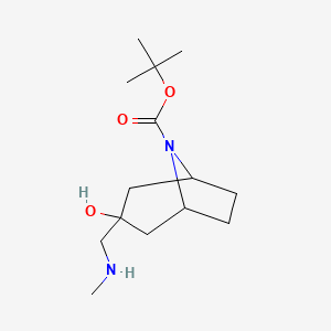 molecular formula C14H26N2O3 B1458720 Tert-butyl 3-hydroxy-3-((methylamino)methyl)-8-azabicyclo[3.2.1]octane-8-carboxylate CAS No. 2097944-01-7