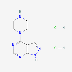 molecular formula C9H14Cl2N6 B1458728 4-(1-Piperazinyl)-1H-pyrazolo[3,4-d]pyrimidine dihydrochloride CAS No. 853680-94-1