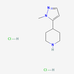 molecular formula C9H17Cl2N3 B1458773 4-(1-methyl-1H-pyrazol-5-yl)piperidine dihydrochloride CAS No. 2098001-62-6
