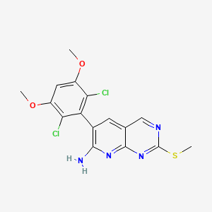 molecular formula C16H14Cl2N4O2S B1458789 6-(2,6-dichloro-3,5-dimethoxyphenyl)-2-(methylthio)pyrido[2,3-d]pyrimidin-7(8H)-imine CAS No. 1637713-30-4