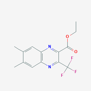 molecular formula C14H13F3N2O2 B1458828 Ethyl 6,7-dimethyl-3-(trifluoromethyl)quinoxaline-2-carboxylate CAS No. 1243580-61-1