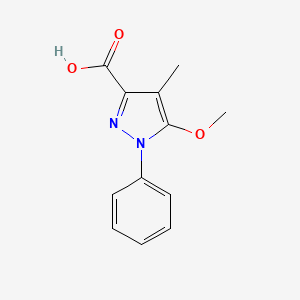 molecular formula C12H12N2O3 B1458837 5-Methoxy-4-methyl-1-phenyl-1H-pyrazole-3-carboxylic acid CAS No. 274253-36-0