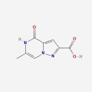 molecular formula C8H7N3O3 B1458838 6-methyl-4-oxo-4,5-dihydropyrazolo[1,5-a]pyrazine-2-carboxylic acid CAS No. 1443978-44-6