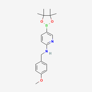 molecular formula C19H25BN2O3 B1458840 N-(4-methoxybenzyl)-5-(4,4,5,5-tetramethyl-1,3,2-dioxaborolan-2-yl)pyridin-2-amine CAS No. 1428336-01-9