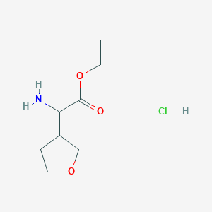 molecular formula C8H16ClNO3 B1458850 盐酸 2-氨基-2-(氧杂环丙烷-3-基)乙酸乙酯 CAS No. 1393529-84-4