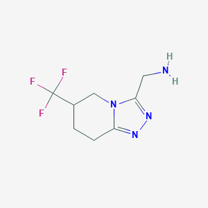 molecular formula C8H11F3N4 B1458858 [6-(trifluoromethyl)-5H,6H,7H,8H-[1,2,4]triazolo[4,3-a]pyridin-3-yl]methanamine CAS No. 1394116-51-8