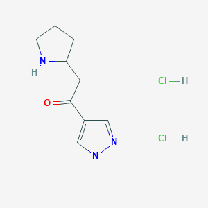 molecular formula C10H17Cl2N3O B1458861 1-(1-methyl-1H-pyrazol-4-yl)-2-(pyrrolidin-2-yl)ethan-1-one dihydrochloride CAS No. 1423025-51-7