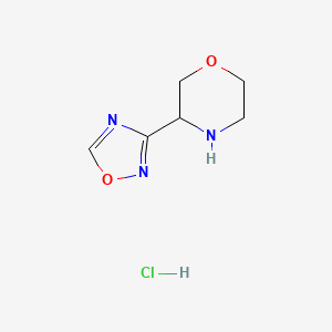 molecular formula C6H10ClN3O2 B1458866 3-(1,2,4-Oxadiazol-3-yl)morpholine hydrochloride CAS No. 1423805-98-4