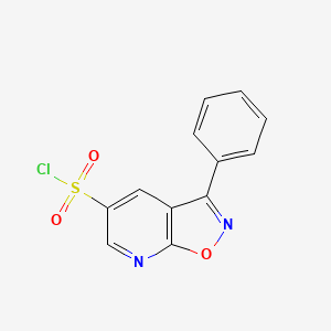 molecular formula C12H7ClN2O3S B1458886 3-Phenyl-[1,2]oxazolo[5,4-b]pyridine-5-sulfonyl chloride CAS No. 1423027-63-7