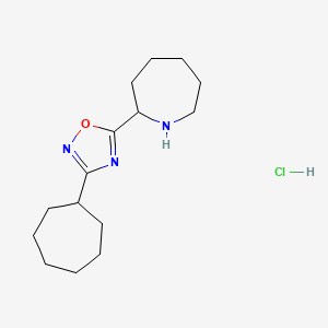 molecular formula C15H26ClN3O B1458887 2-(3-Cycloheptyl-1,2,4-oxadiazol-5-yl)azepane hydrochloride CAS No. 1423026-03-2