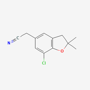 molecular formula C12H12ClNO B1458899 2-(7-Chloro-2,2-dimethyl-2,3-dihydro-1-benzofuran-5-yl)acetonitrile CAS No. 57899-19-1
