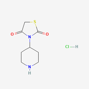molecular formula C8H13ClN2O2S B1458905 3-(Piperidin-4-yl)thiazolidine-2,4-dione hydrochloride CAS No. 1864052-73-2
