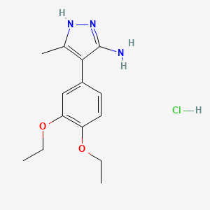 molecular formula C14H20ClN3O2 B1458916 4-(3,4-diethoxyphenyl)-3-methyl-1H-pyrazol-5-amine hydrochloride CAS No. 1046051-28-8