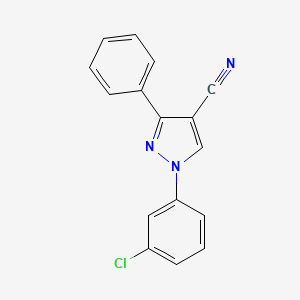 molecular formula C16H10ClN3 B1458933 1-(3-chlorophenyl)-3-phenyl-1H-pyrazole-4-carbonitrile CAS No. 1202030-65-6