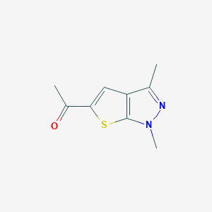 molecular formula C9H10N2OS B1458936 1-{1,3-二甲基-1H-噻吩[2,3-c]吡唑-5-基}乙酮 CAS No. 1803570-28-6