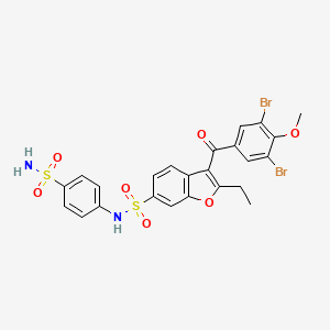molecular formula C24H20Br2N2O7S2 B1458941 3-(3,5-dibromo-4-methoxybenzoyl)-2-ethyl-N-(4-sulfamoylphenyl)benzofuran-6-sulfonamide CAS No. 1951451-62-9
