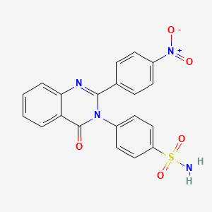 molecular formula C20H14N4O5S B14589525 Benzenesulfonamide, 4-[2-(4-nitrophenyl)-4-oxo-3(4H)-quinazolinyl]- CAS No. 61335-21-5