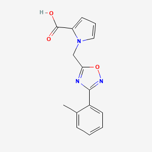 molecular formula C15H13N3O3 B1459013 1-{[3-(2-methylphenyl)-1,2,4-oxadiazol-5-yl]methyl}-1H-pyrrole-2-carboxylic acid CAS No. 1638612-86-8