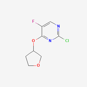 molecular formula C8H8ClFN2O2 B1459029 2-chloro-5-fluoro-4-(oxolan-3-yloxy)pyrimidine CAS No. 1312572-95-4