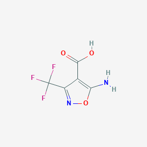 molecular formula C5H3F3N2O3 B145906 4-Isoxazolecarboxylicacid,5-amino-3-(trifluoromethyl)-(9CI) CAS No. 132066-38-7