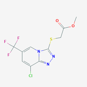 molecular formula C10H7ClF3N3O2S B1459102 Methyl 2-((8-chloro-6-(trifluoromethyl)-[1,2,4]triazolo[4,3-a]pyridin-3-yl)thio)acetate CAS No. 1623663-01-3