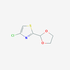 molecular formula C6H6ClNO2S B1459145 4-Chloro-2-(1,3-dioxolan-2-yl)-1,3-thiazole CAS No. 1423025-41-5