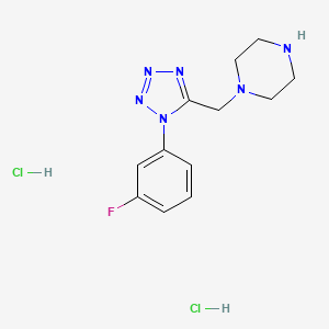 molecular formula C12H17Cl2FN6 B1459168 1-{[1-(3-fluorophenyl)-1H-tetrazol-5-yl]methyl}piperazine dihydrochloride CAS No. 1351648-43-5