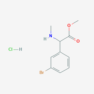 molecular formula C10H13BrClNO2 B1459185 Methyl 2-(3-bromophenyl)-2-(methylamino)acetate hydrochloride CAS No. 1423358-94-4