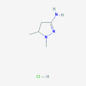 molecular formula C5H12ClN3 B1459201 1,5-dimethyl-4,5-dihydro-1H-pyrazol-3-amine hydrochloride CAS No. 1432681-12-3