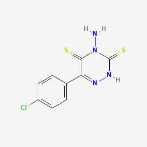 molecular formula C9H7ClN4S2 B14592601 4-Amino-6-(4-chlorophenyl)-1,2,4-triazine-3,5(2H,4H)-dithione CAS No. 61633-67-8